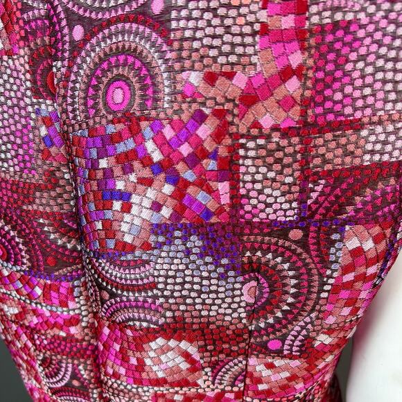 Josie Natori dress size 12 Mosaic Jacquard Sheath Red metallic colorful - Picture 10 of 10